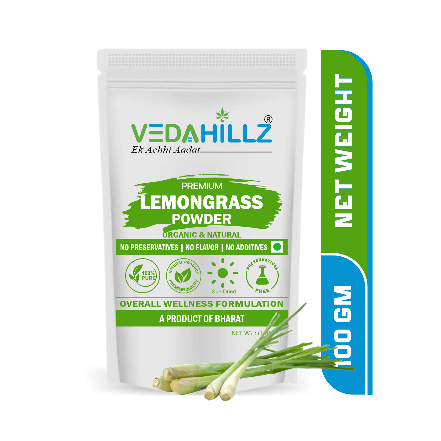 Vedahillz Lemongrass Powder for Tea and Wellness Made from Premium Lemongrass